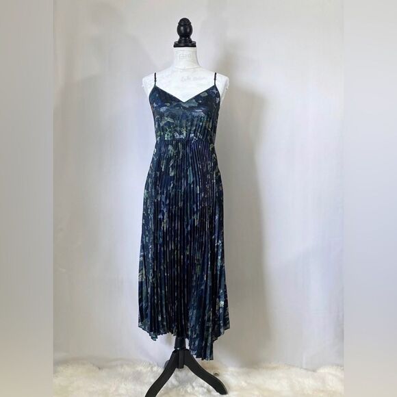 AllSaints Floral Pleated Midi Dress size XS - Picture 2 of 11